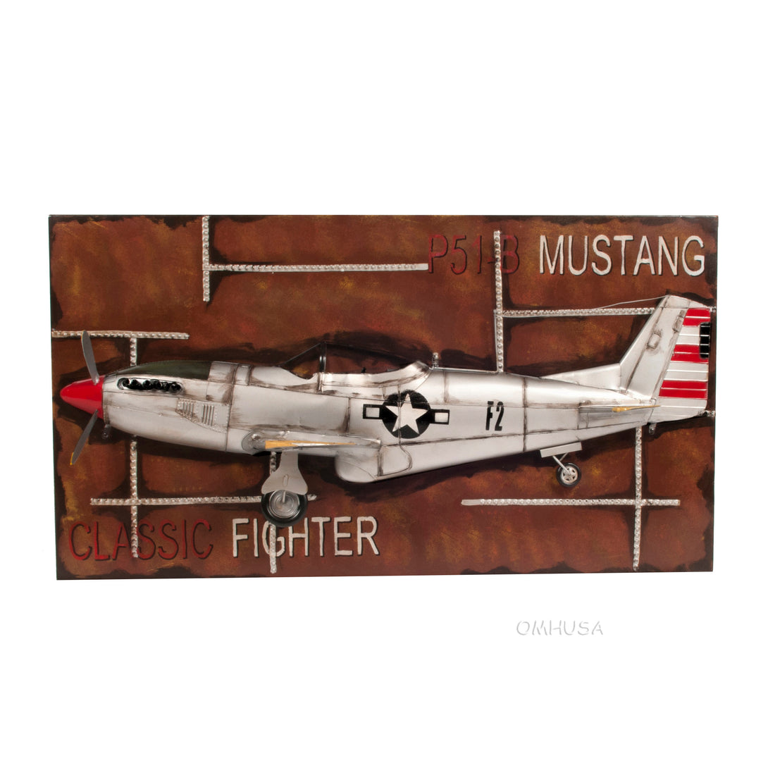 1943 Mustang P-51 Fighter 3D Model Painting Frame - AJ117 - Old Modern