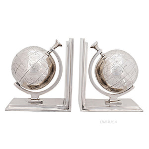 Alum Globe Bookend Set Of Two - AK009 - Old Modern