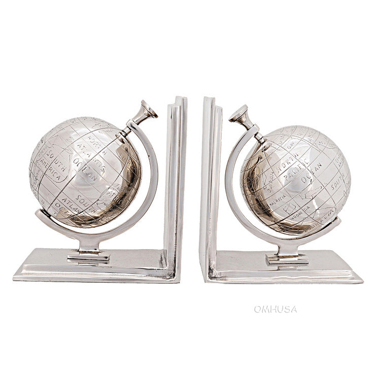 Alum Globe Bookend Set Of Two - AK009 - Old Modern