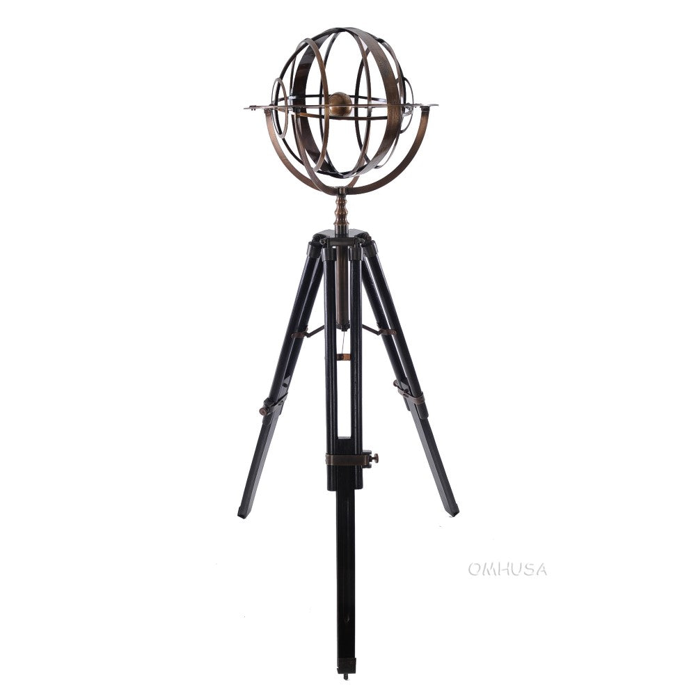 Brass Armillary With Wood Stand - AK016 - Old Modern