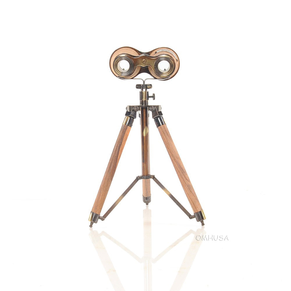 Wood/Brass Binocular On Stand - AK018 - Old Modern