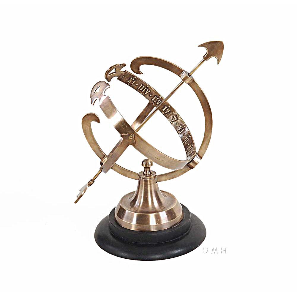 Brass Armillary On Wooden Base - AK030 - Old Modern