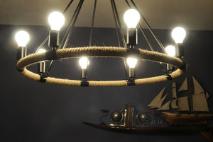 Old Modern Rope Pendant Lamp - 8 Bulbs AL008