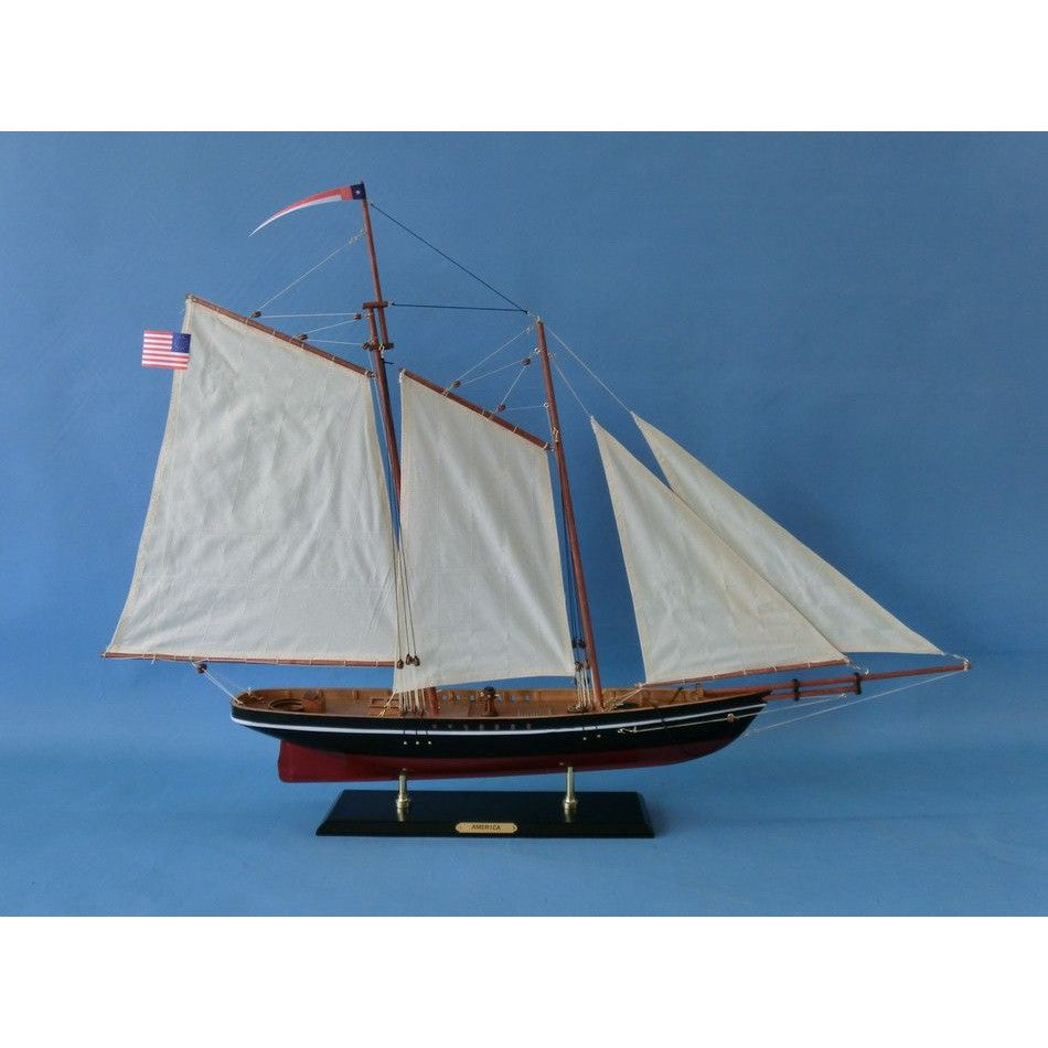 Handcrafted Model Ships Wooden America Model Sailboat Decoration 35 America 32