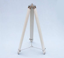 Handcrafted Model Ships Floor Standing Chrome With White Leather Anchormaster Telescope 65" ST-0148-CH-WL