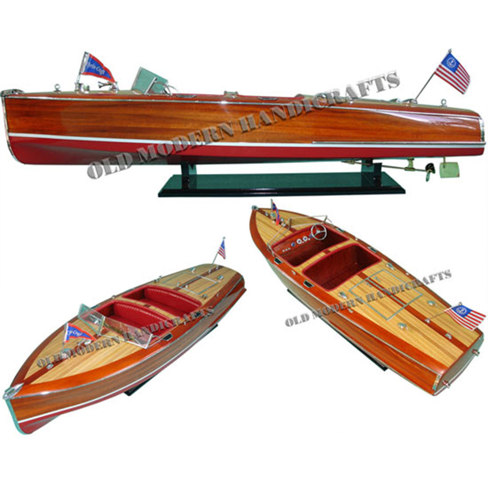 Chris Craft Barrel Back Painted Medium Speedboat Model - B159 - Old Modern
