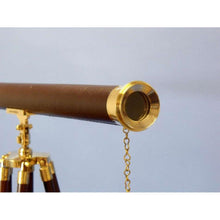 Handcrafted Model Ships - Floor Standing Solid Brass - Leather Harbor Master Telescope 60""  - ST-0123 - leather