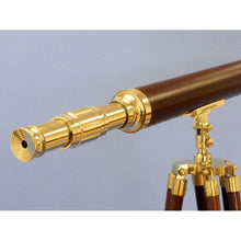 Handcrafted Model Ships - Floor Standing Solid Brass - Leather Harbor Master Telescope 60""  - ST-0123 - leather