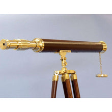 Handcrafted Model Ships - Floor Standing Solid Brass - Leather Harbor Master Telescope 60""  - ST-0123 - leather