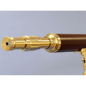 Handcrafted Model Ships - Floor Standing Solid Brass - Leather Harbor Master Telescope 60""  - ST-0123 - leather