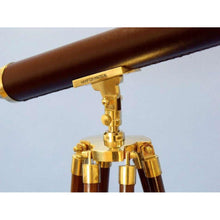 Handcrafted Model Ships - Floor Standing Solid Brass - Leather Harbor Master Telescope 60""  - ST-0123 - leather