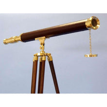 Handcrafted Model Ships - Floor Standing Solid Brass - Leather Harbor Master Telescope 60""  - ST-0123 - leather