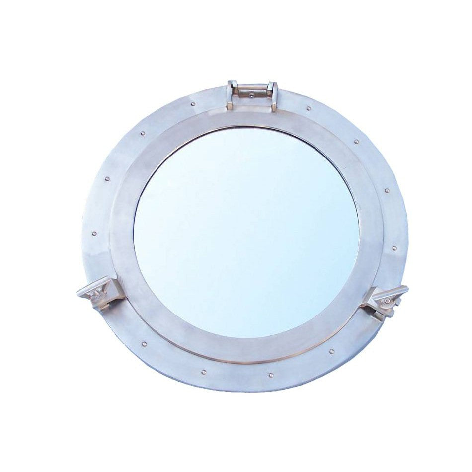 Handcrafted Model Ships Brushed Nickel Deluxe Class Decorative Ship Porthole Mirror 24