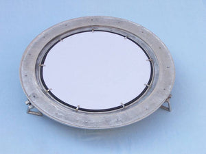 Handcrafted Model Ships Brushed Nickel Deluxe Class Decorative Ship Porthole Window 24" MC-1967-24-BN-W