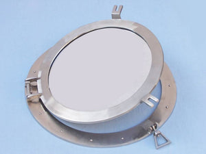 Handcrafted Model Ships Brushed Nickel Deluxe Class Decorative Ship Porthole Mirror 24" MC-1967-24-BN-M