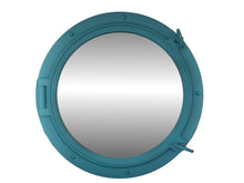 Handcrafted Model Ships Light Blue Decorative Ship Porthole Mirror 24" Light-Blue-Porthole-M-25