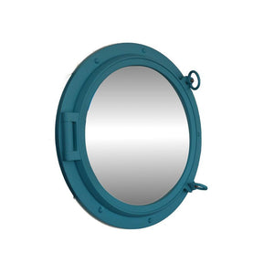 Handcrafted Model Ships Light Blue Decorative Ship Porthole Mirror 24" Light-Blue-Porthole-M-24