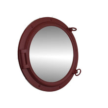 Handcrafted Model Ships Dark Red Decorative Ship Porthole Mirror 24" Dark-Red-Porthole-M-24