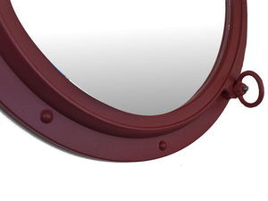 Handcrafted Model Ships Dark Red Decorative Ship Porthole Mirror 24" Dark-Red-Porthole-M-26