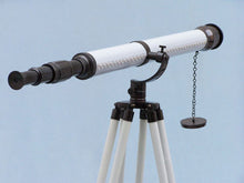 Handcrafted Model Ships  Floor Standing Oil Rubbed Bronze/White Leather Galileo Telescope 65 ST-0117-Black/W