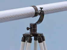 Handcrafted Model Ships  Floor Standing Oil Rubbed Bronze/White Leather Galileo Telescope 65 ST-0117-Black/W