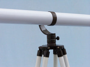 Handcrafted Model Ships  Floor Standing Oil Rubbed Bronze/White Leather Galileo Telescope 65 ST-0117-Black/W