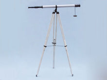 Handcrafted Model Ships  Floor Standing Oil Rubbed Bronze/White Leather Galileo Telescope 65 ST-0117-Black/W