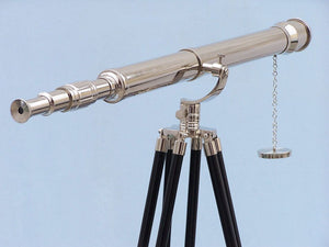 Handcrafted Model Ships Floor Standing Chrome Galileo Telescope 65" ST-0117CH