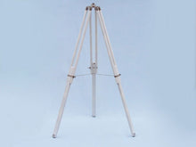 Handcrafted Model Ships Floor Standing Chrome/White Leather Galileo Telescope 65" ST-0117-CHW