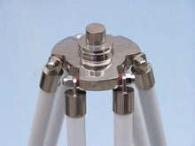 Handcrafted Model Ships Floor Standing Chrome/White Leather Galileo Telescope 65" ST-0117-CHW