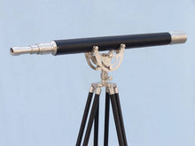 Handcrafted Model Ships Floor Standing Brushed Nickel With Leather Anchormaster Telescope 65" ST-0148-BN-L