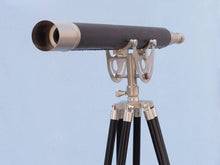 Handcrafted Model Ships Floor Standing Brushed Nickel With Leather Anchormaster Telescope 65" ST-0148-BN-L