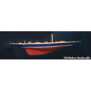 Shamrock Dark Blue & Brown Painted Medium Sailboat Schooner Yacht Model 32 Inches Long - Y048 - Old Modern