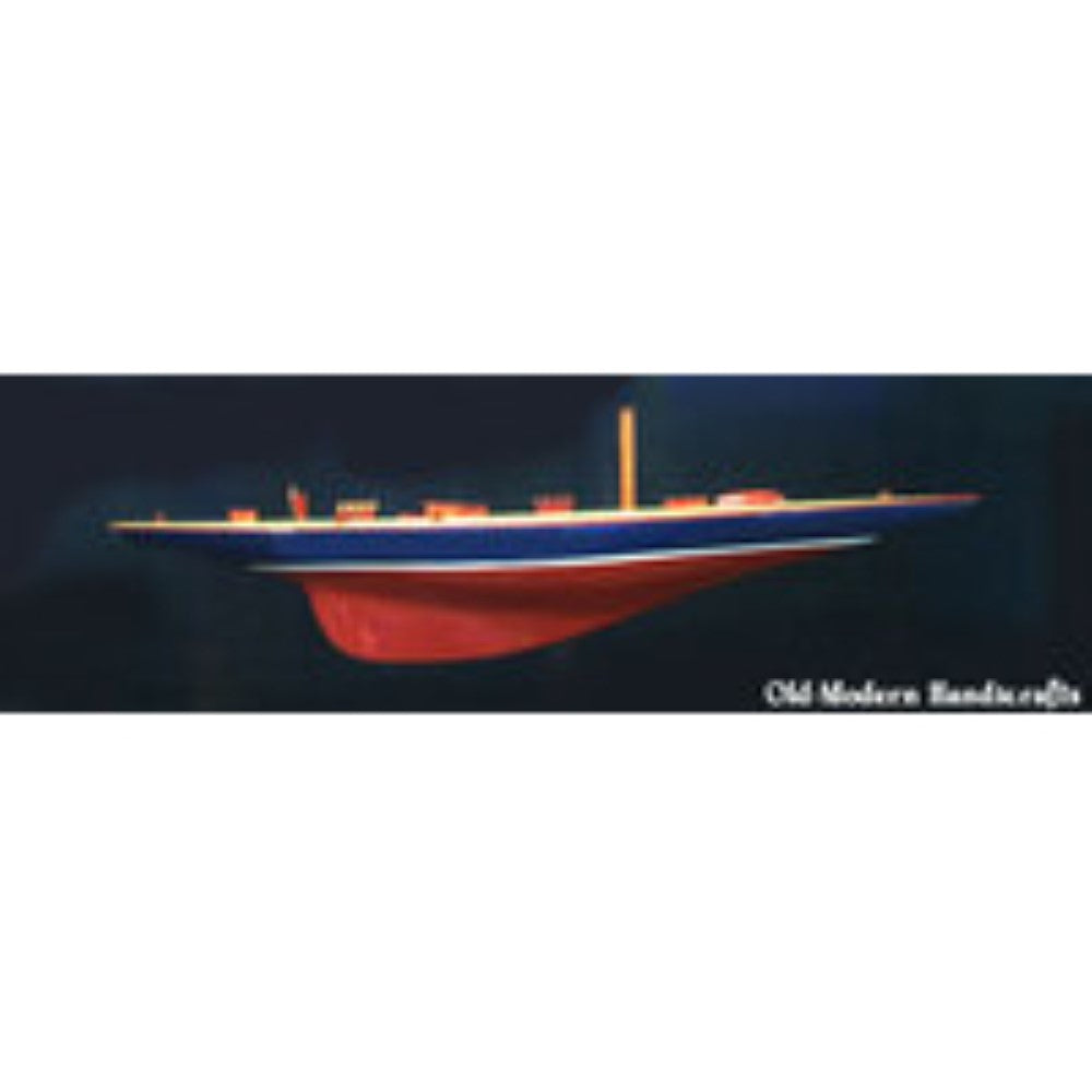 Shamrock Dark Blue & Brown Painted Medium Sailboat Schooner Yacht Model 32 Inches Long - Y048 - Old Modern