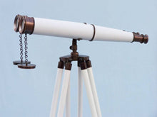 Handcrafted Model Ships Floor Standing Bronze With White Leather Binoculars 62" BI-0311-BZ-WL