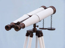 Handcrafted Model Ships Floor Standing Bronze With White Leather Binoculars 62" BI-0311-BZ-WL