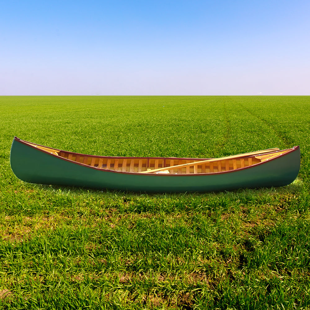 Green Canoe with Ribs Curved Bow - K020 - Old Modern