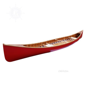 Red Wooden Canoe with Ribs 16 - K187 - Old Modern