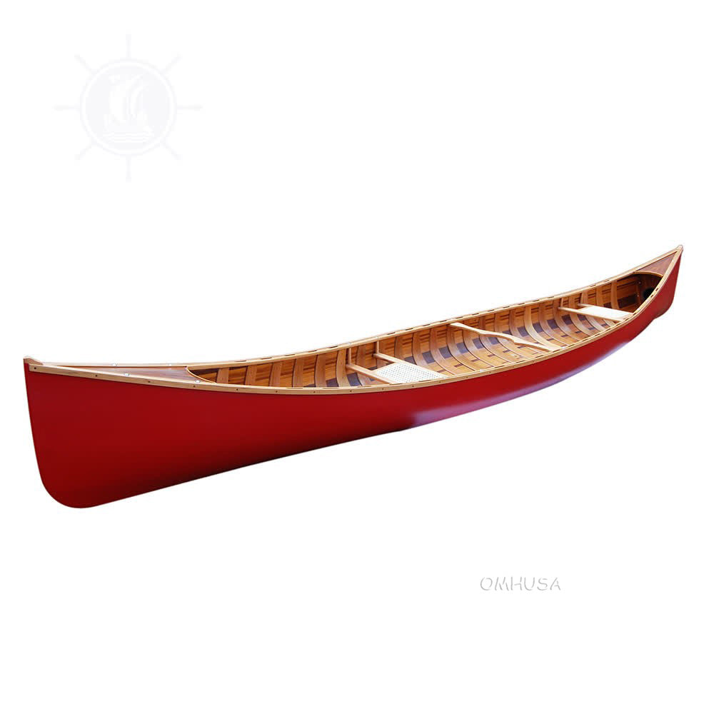 Red Wooden Canoe with Ribs 16 - K187 - Old Modern