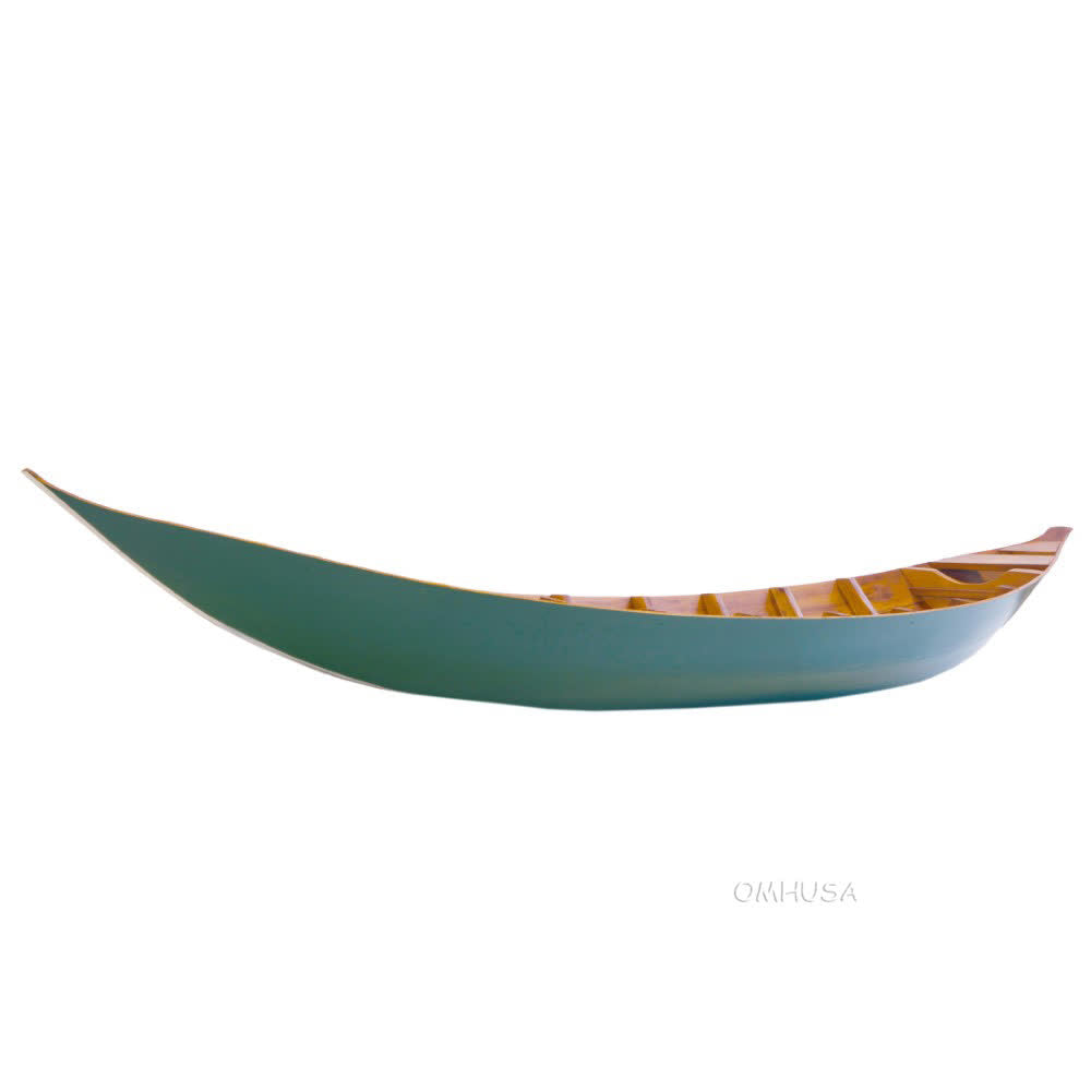 South East Asia Sampan Boat Teal Bottom Thuyen Ba La Tam Ban - K207 - Old Modern