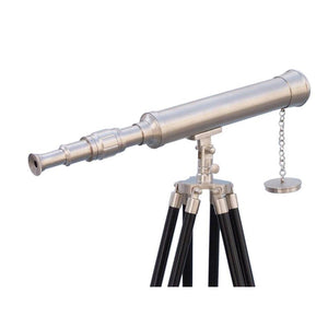 Handcrafted Model Ships - Floor Standing Brushed Nickel Harbor Master Telescope 50"" - ST-0128-BN