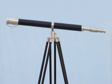 Handcrafted Model Ships Floor Standing Brushed Nickel With Leather Galileo Telescope 65" ST-0117-BNL