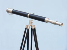 Handcrafted Model Ships Floor Standing Brushed Nickel With Leather Galileo Telescope 65" ST-0117-BNL