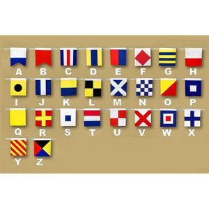 Handcrafted Model Ships - Set of 36 - Decorative Cloth Nautical Alphabet and Number Flags 20""  - Nautical-Flag-All+numbers