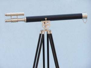 Handcrafted Model Ships Floor Standing Brushed Nickel With Leather Griffith Astro Telescope 65" ST-0124-BNL