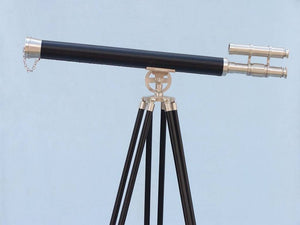 Handcrafted Model Ships Floor Standing Brushed Nickel With Leather Griffith Astro Telescope 65" ST-0124-BNL