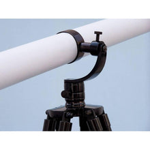 Handcrafted Model Ships - Floor Standing Oil-Rubbed Bronze-White Leather With Black Stand Galileo Telescope 65"" - ST-0117-BWLB
