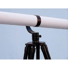 Handcrafted Model Ships - Floor Standing Oil-Rubbed Bronze-White Leather With Black Stand Galileo Telescope 65"" - ST-0117-BWLB