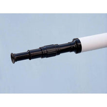 Handcrafted Model Ships - Floor Standing Oil-Rubbed Bronze-White Leather With Black Stand Galileo Telescope 65"" - ST-0117-BWLB