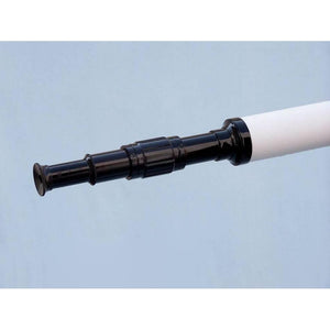 Handcrafted Model Ships - Floor Standing Oil-Rubbed Bronze-White Leather With Black Stand Galileo Telescope 65"" - ST-0117-BWLB